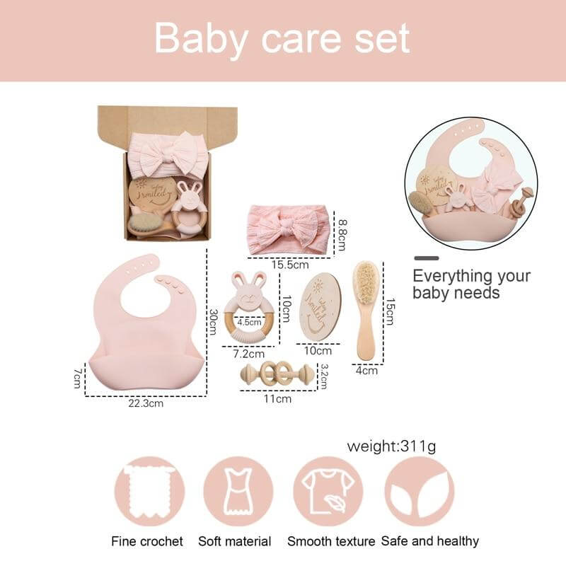 Baby Silicone Bibs Headband Brush Gift Set - Image 4