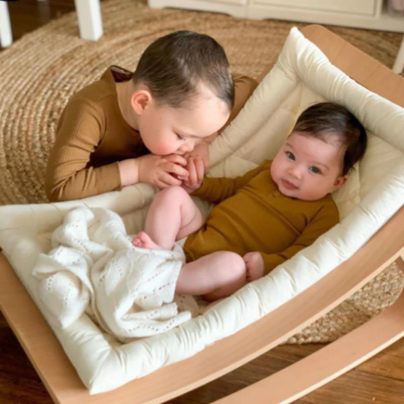 Natural Wooden Organic Cotton Cushion Baby Rocker - Image 14