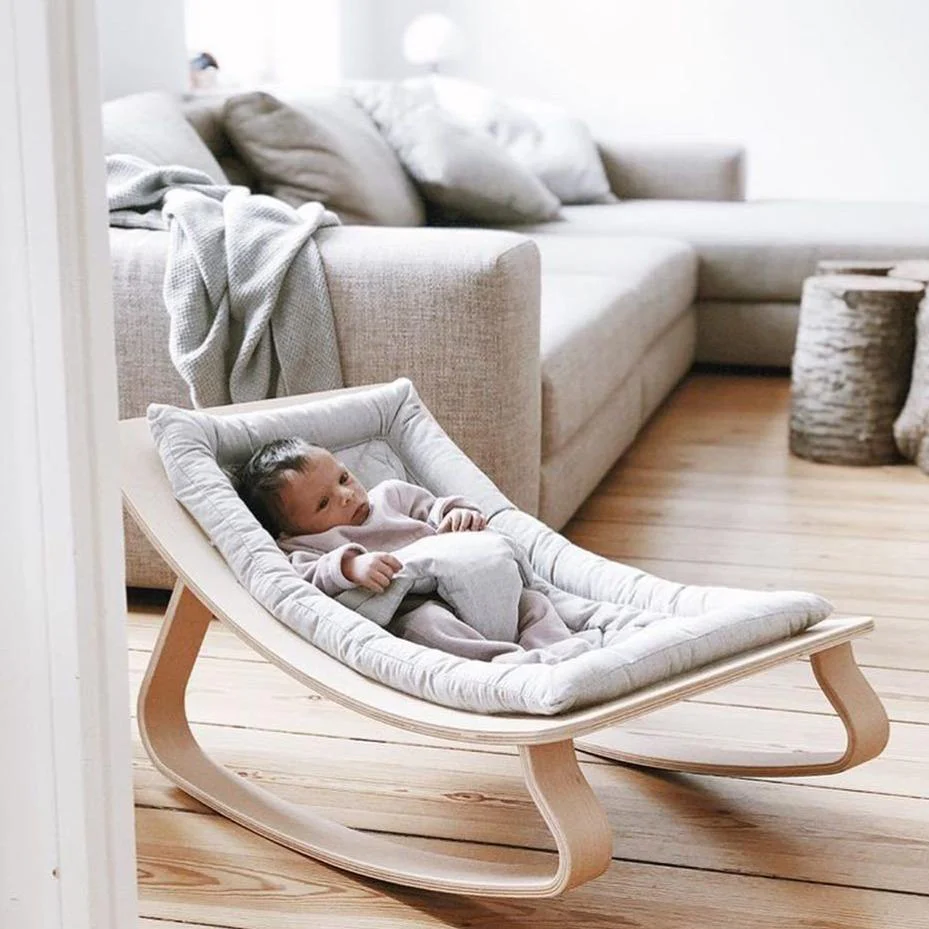 Natural Wooden Organic Cotton Cushion Baby Rocker - Image 16
