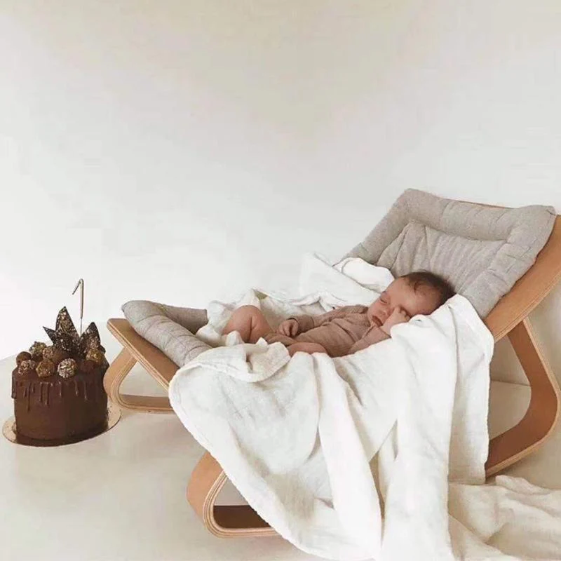 Natural Wooden Organic Cotton Cushion Baby Rocker - Image 18