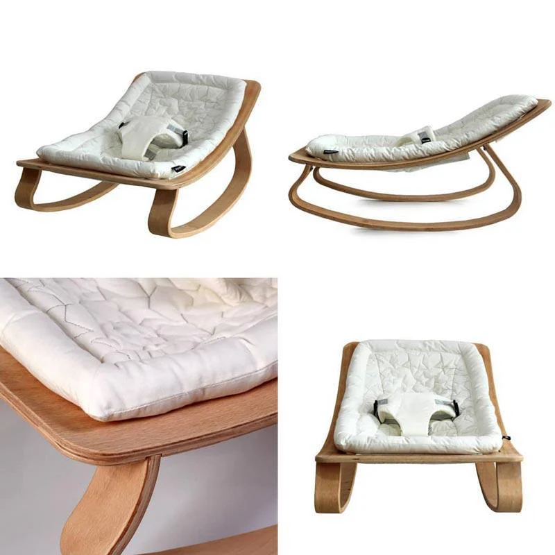 Natural Wooden Organic Cotton Cushion Baby Rocker - Image 8
