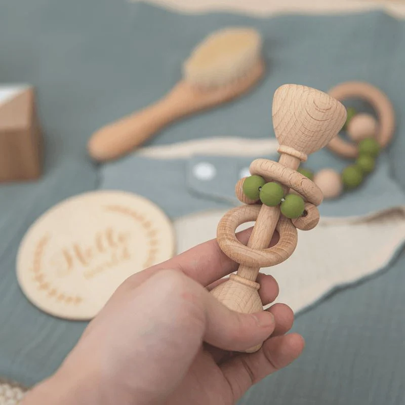 Wooden Rattles Cotton Blanket Baby Gift Set - Image 5